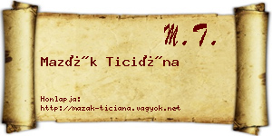 Mazák Ticiána névjegykártya